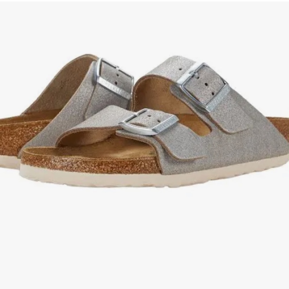 Birkenstock Women's Arizona Washed Metallic Sandals Silver
